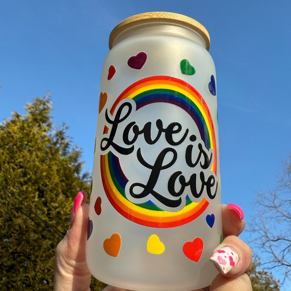 Love is Love Rainbow Glass Jar
